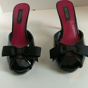 WHBM Black Patent Leather Mule